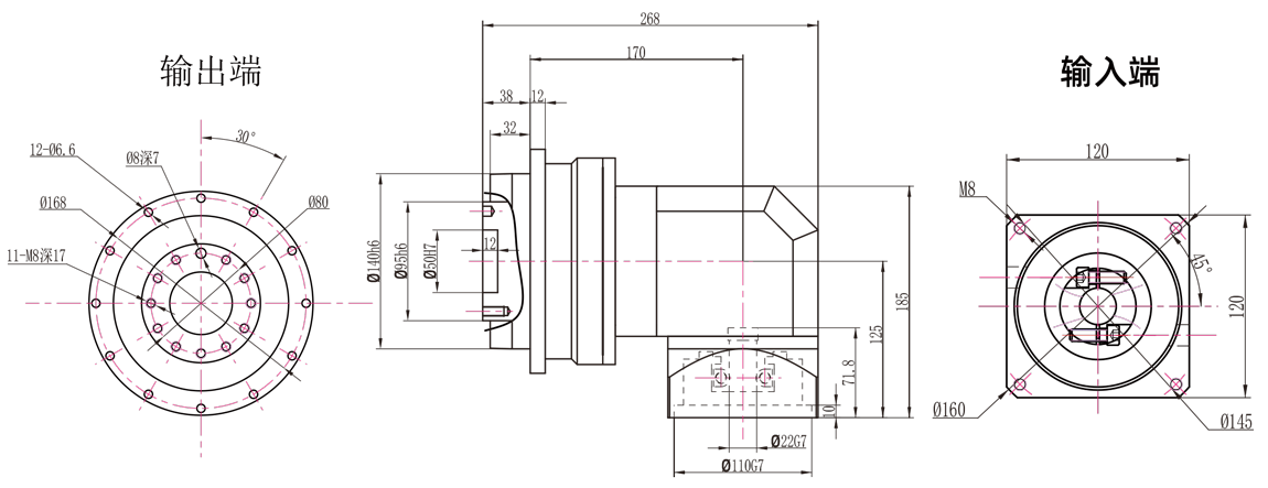 PZT160 二级外形图（22-110-145-M8接口）